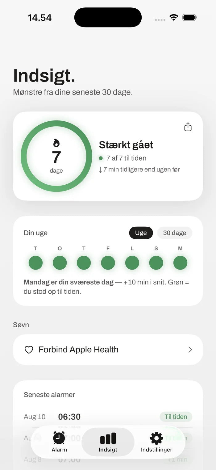 ALIVE-appen: Indsigt med streak og ugeoverblik